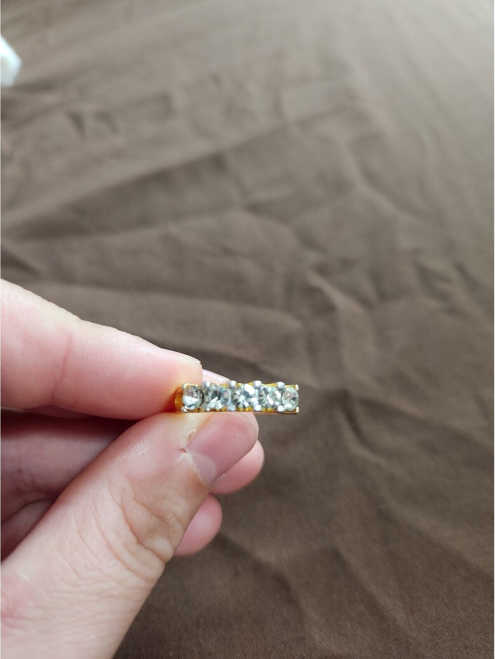 Fashion Jewelry Gold Tone Ring with Clear Rhinestones